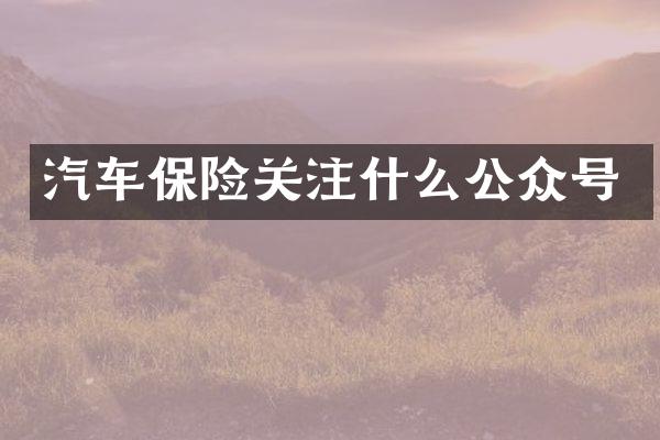 汽车保险关注什么公众号
