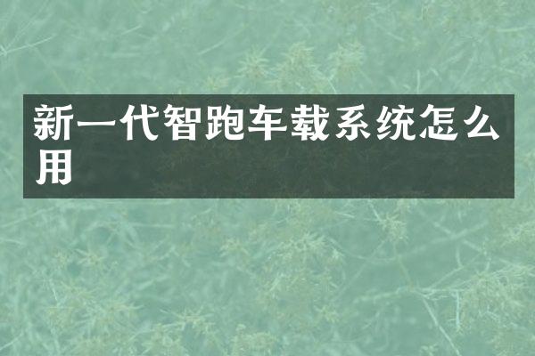 新一代智跑车载系统怎么用