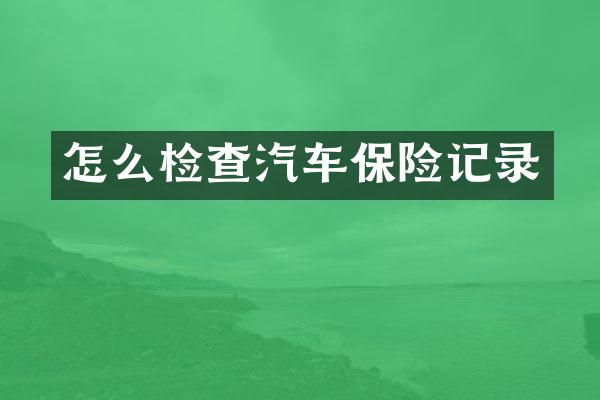 怎么检查汽车保险记录