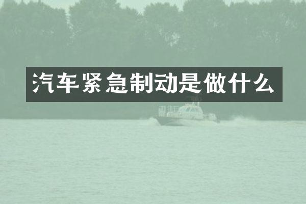 汽车紧急制动是做什么