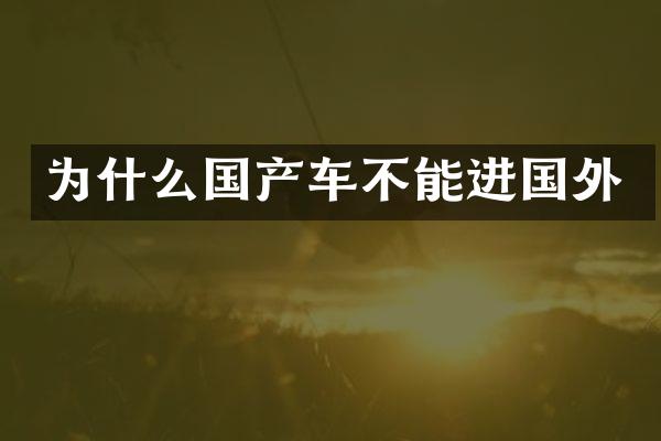 为什么国产车不能进国外