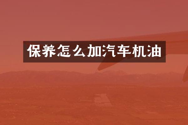 保养怎么加汽车机油