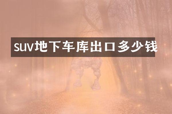 suv地下车库出口多少钱