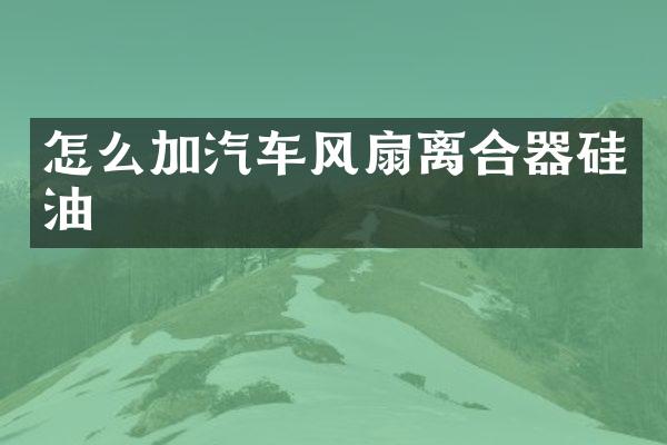 怎么加汽车风扇离合器硅油