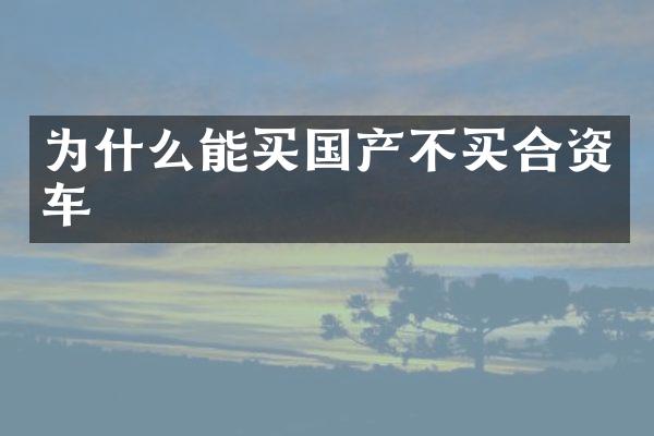 为什么能买国产不买合资车