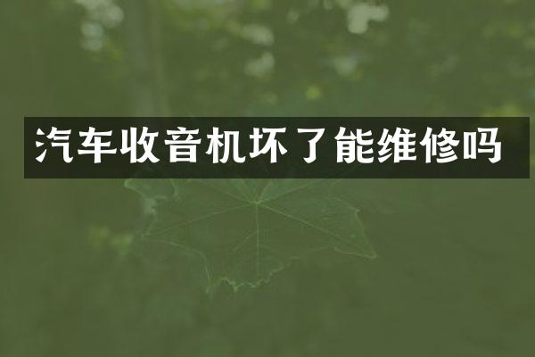 汽车收音机坏了能维修吗
