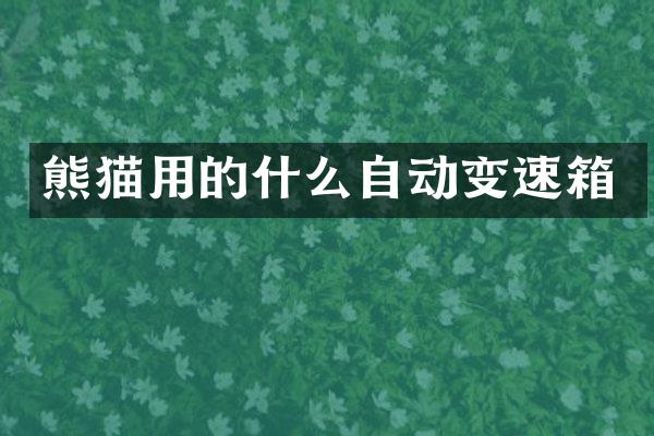 熊猫用的什么自动变速箱