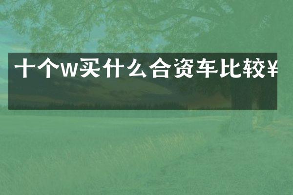 十个w合资车比较好