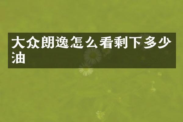 大众朗逸怎么看剩下多少油