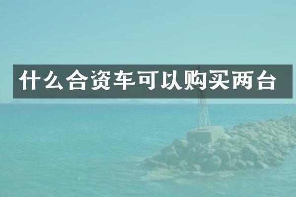 什么合资车可以购买两台