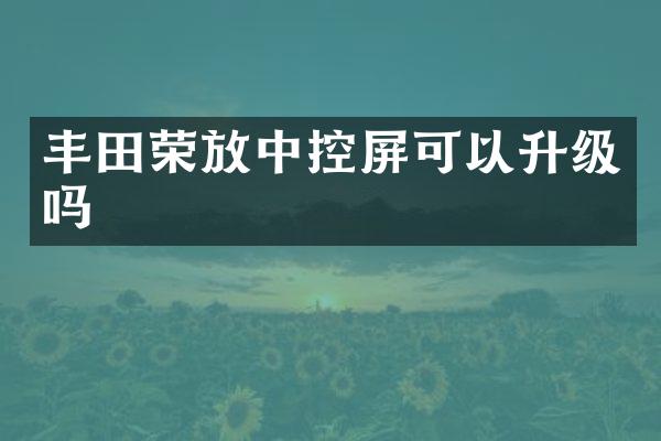 丰田荣放中控屏可以升级吗