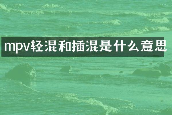 mpv轻混和插混是什么意思