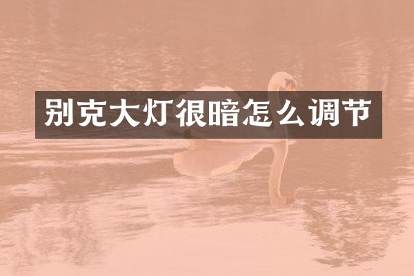 别克大灯很暗怎么调节