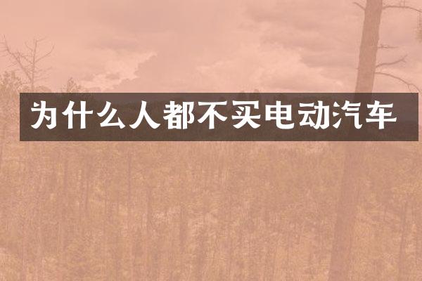 为什么人都不买电动汽车