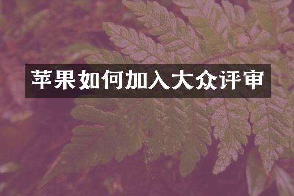 苹果如何加入大众评审