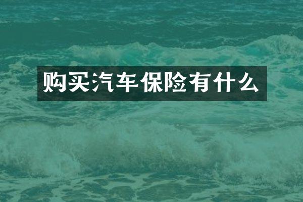 购买汽车保险有什么
