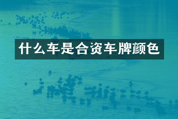 什么车是合资车牌颜色