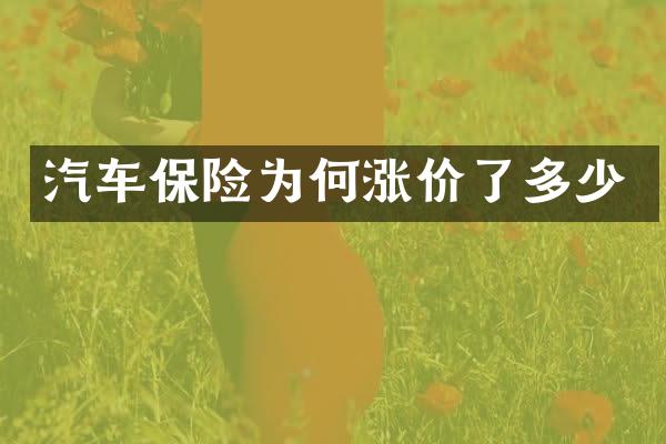 汽车保险为何涨价了多少