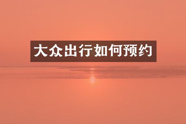 大众出行如何预约