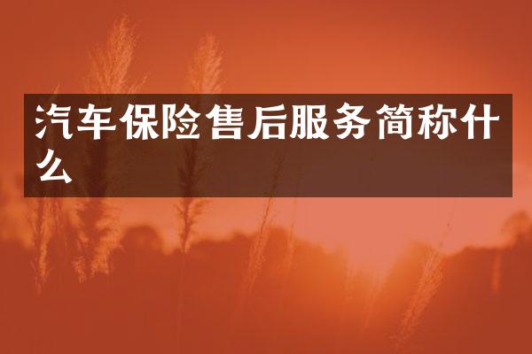 汽车保险售后服务简称什么