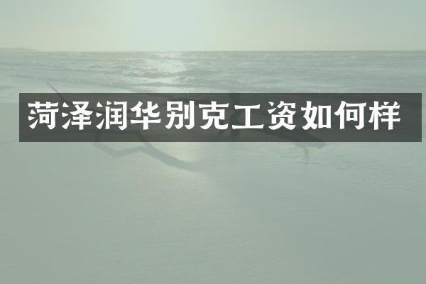 菏泽润华别克工资如何样