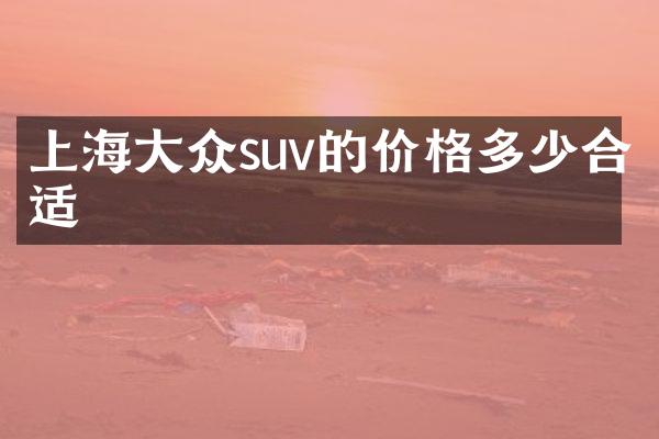 上海大众suv的价格多少合适