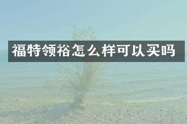福特领裕怎么样可以买吗