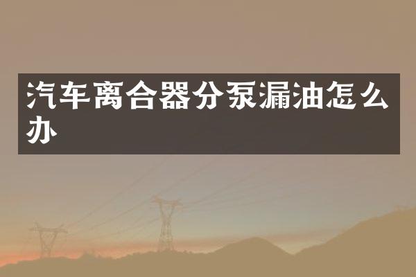 汽车离合器分泵漏油怎么办
