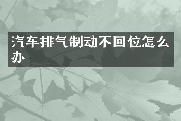 汽车排气制动不回位怎么办