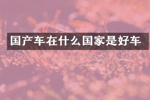 国产车在什么国家是好车