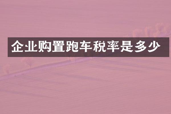 企业购置跑车税率是多少