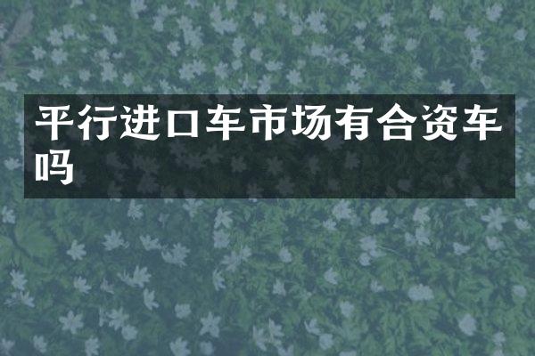 平行进口车市场有合资车吗