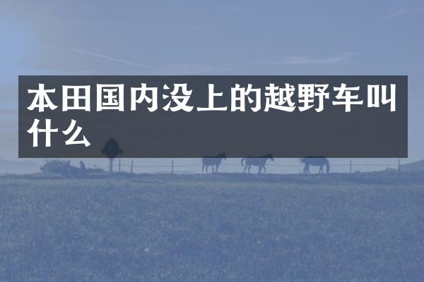 本田国内没上的越野车叫什么