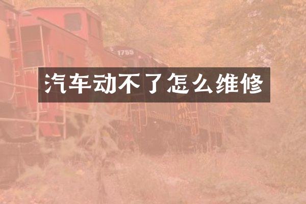 汽车动不了怎么维修