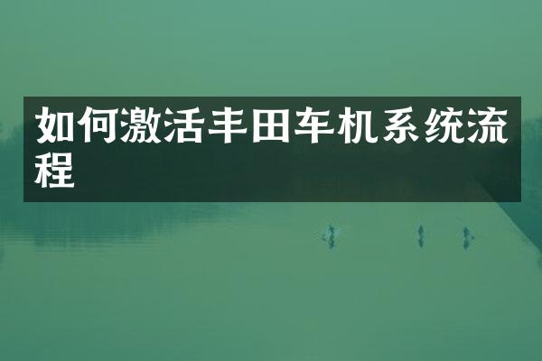 如何激活丰田车机系统流程