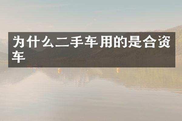 为什么二手车用的是合资车