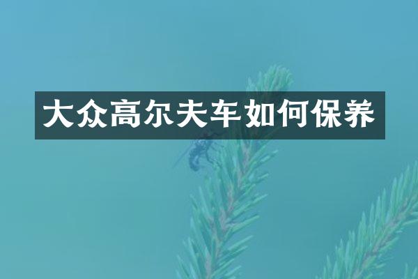 大众高尔夫车如何保养