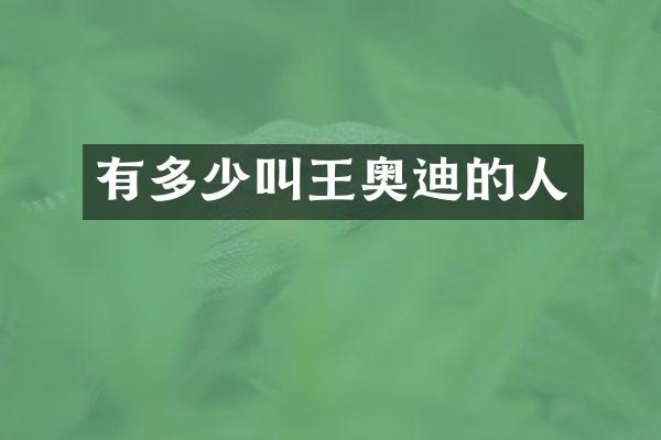 有多少叫王奥迪的人