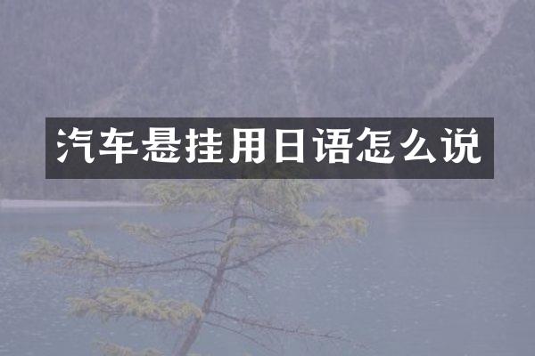 汽车悬挂用日语怎么说