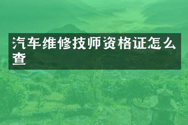 汽车维修技师资格证怎么查