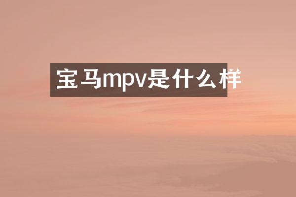 宝马mpv是什么样