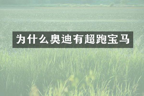 为什么奥迪有超跑宝马