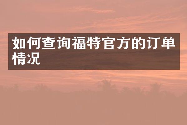 如何查询福特官方的订单情况