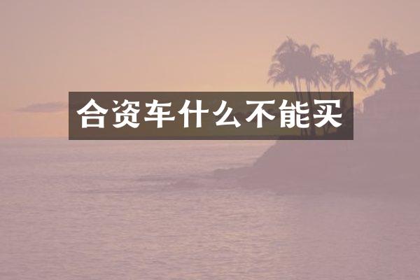 合资车什么不能买