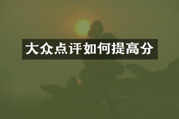 大众点评如何提高分