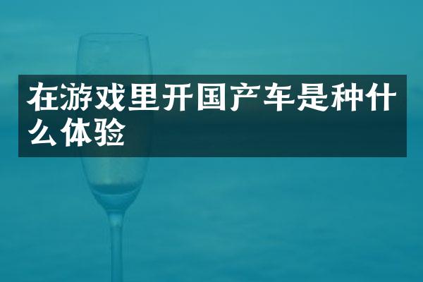 在游戏里开国产车是种什么体验