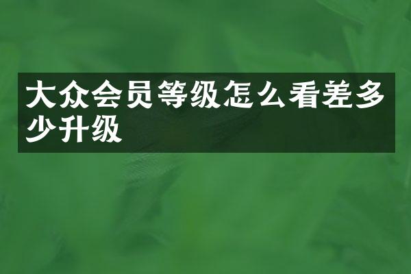 大众会员等级怎么看差多少升级