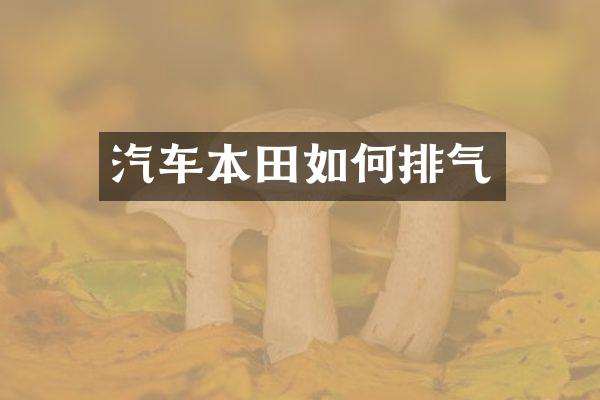 汽车本田如何排气