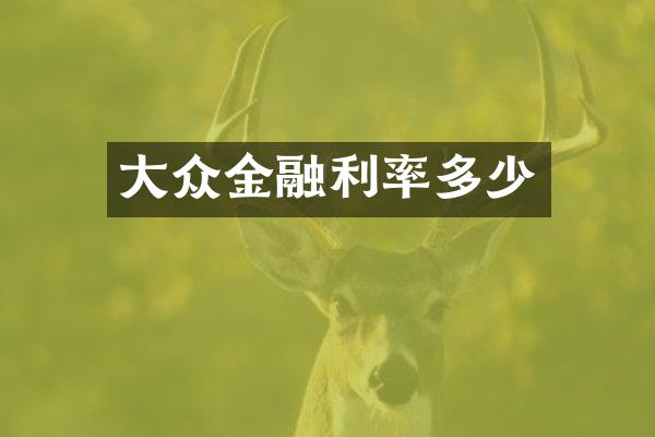 大众金融利率多少