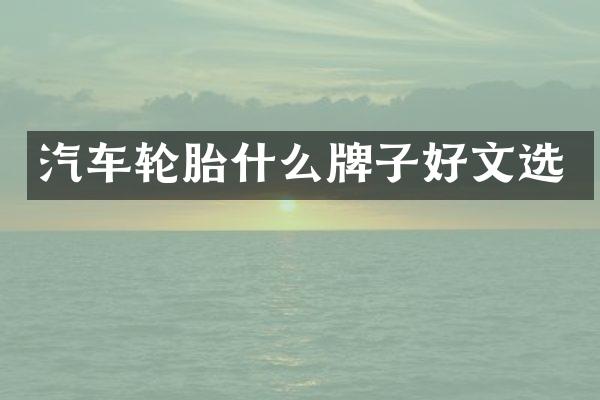 汽车轮胎什么牌子好文选